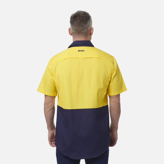 King Gee Workcool 2 Hi Vis Two Tone S/S Cotton Drill Work Shirt