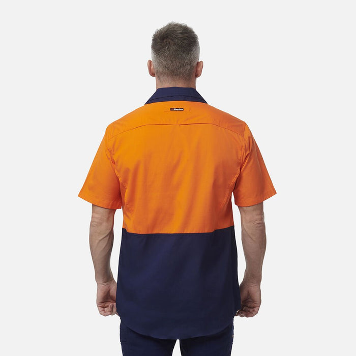 King Gee Workcool 2 Hi Vis Two Tone S/S Cotton Drill Work Shirt