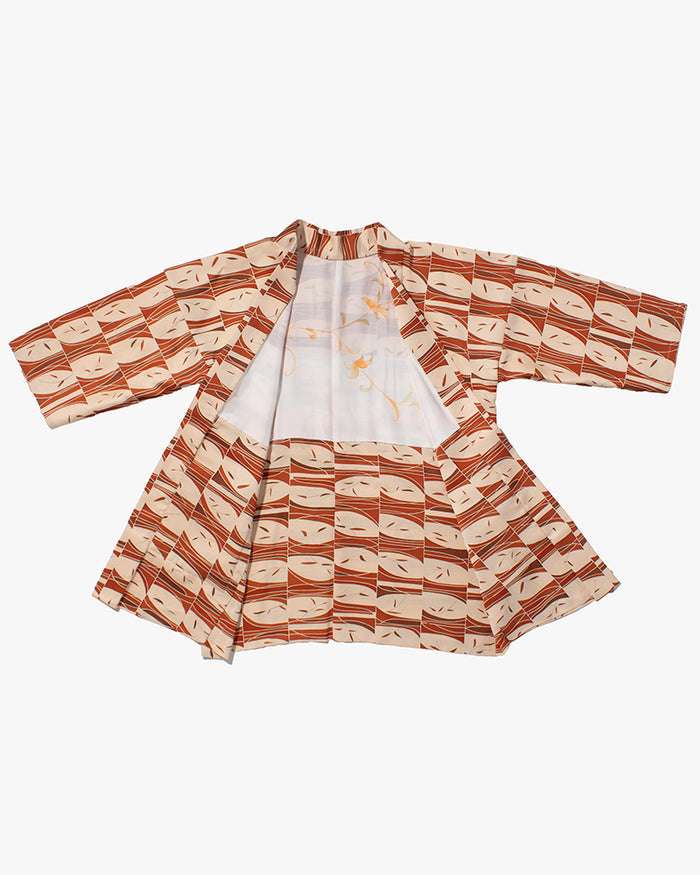 Kiriko Custom, Altered Haori Jacket, Orange Toned Leaves and Branches