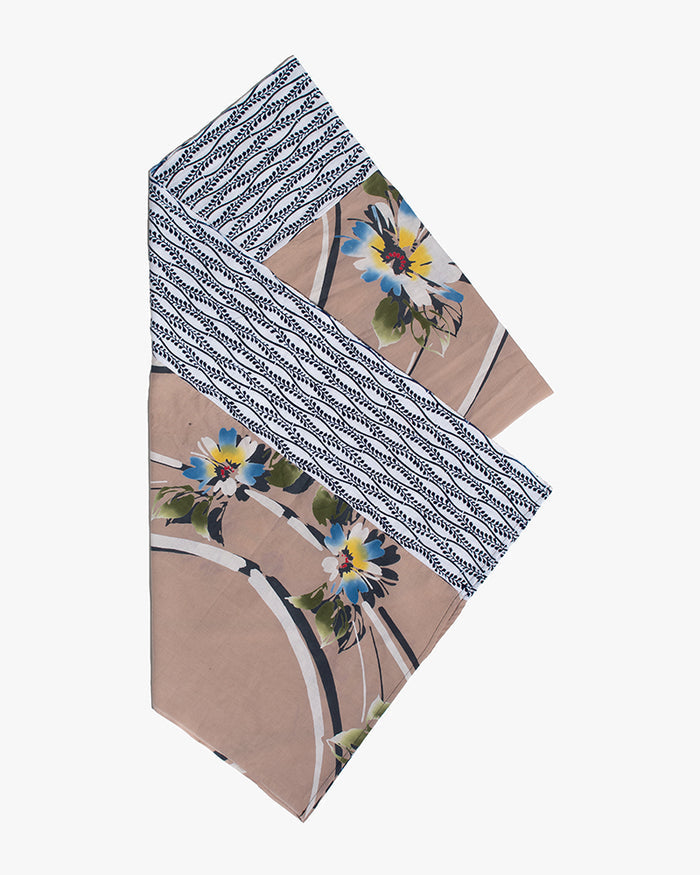 Kiriko Original Scarf, Split Yukata, Wide, Beige with Abstract Flowers