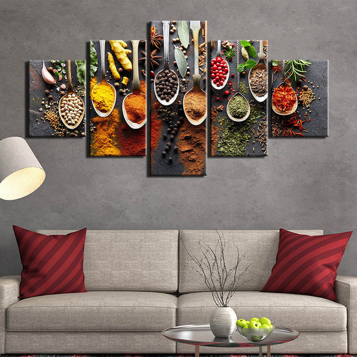Kitchen flavoring spices food wall art canvas printing - BlueArtDecor