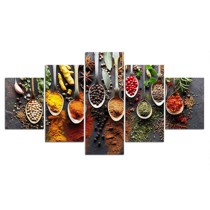 Kitchen flavoring spices food wall art canvas printing - BlueArtDecor