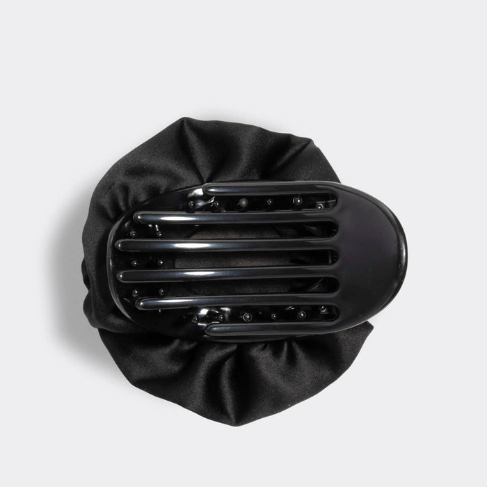 Kitsch Satin Rosette Medium Flat Cloud Clip - Black