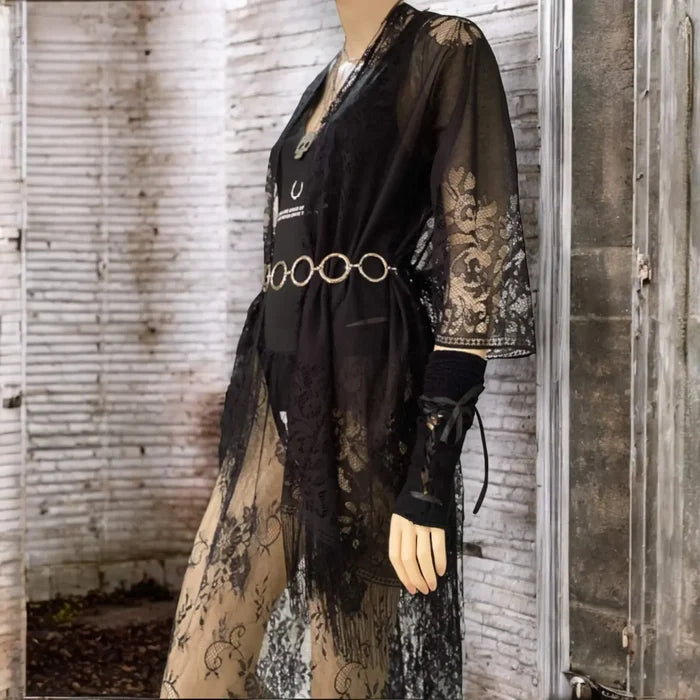 Lace Long Fringe Floral Kimono