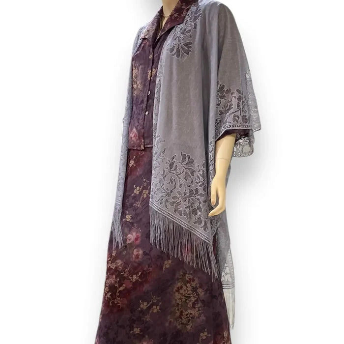 Lace Long Fringe Floral Kimono