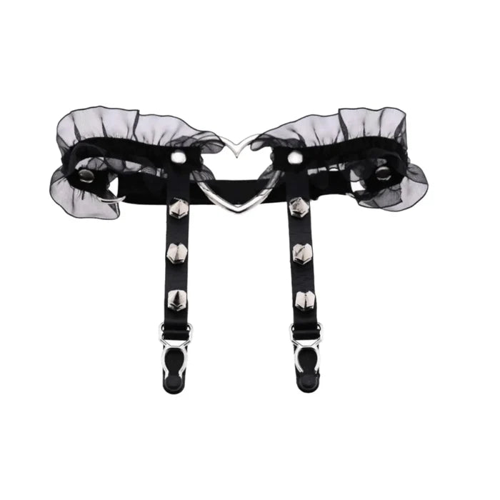 Lace Open Heart Leg Garter Belt