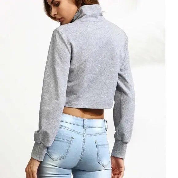 Lace Up Sweatshirt Crop Top - Wild Time Fashion