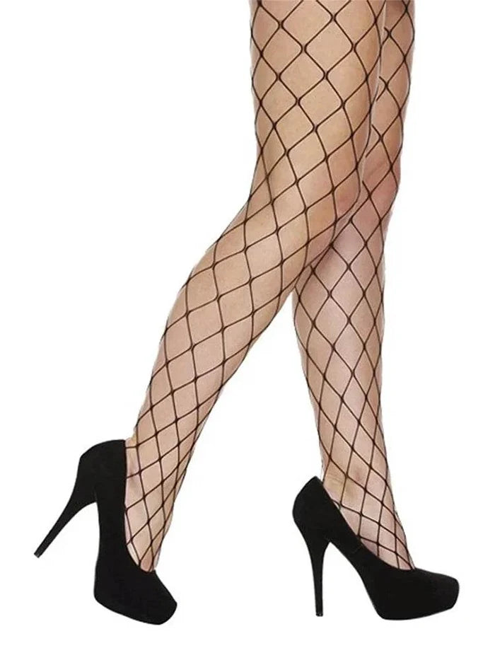 Ladies Black Whalenet Tights - thefancydress.co.uk