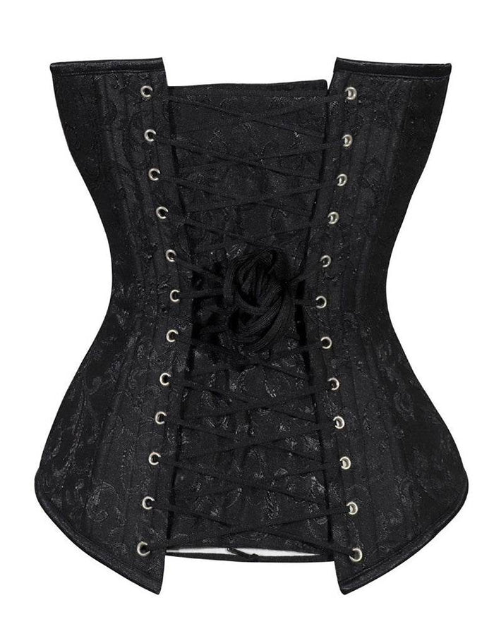 Ladies Brocade Corset Top with Busk - thefancydress.co.uk