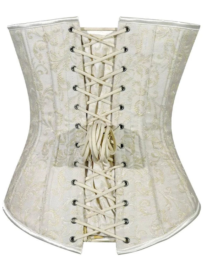 Ladies Brocade Corset Top with Busk - thefancydress.co.uk