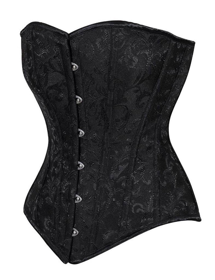 Ladies Brocade Corset Top with Busk - thefancydress.co.uk