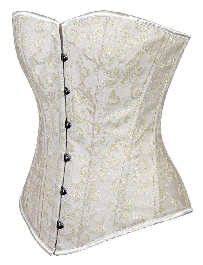 Ladies Brocade Corset Top with Busk - thefancydress.co.uk