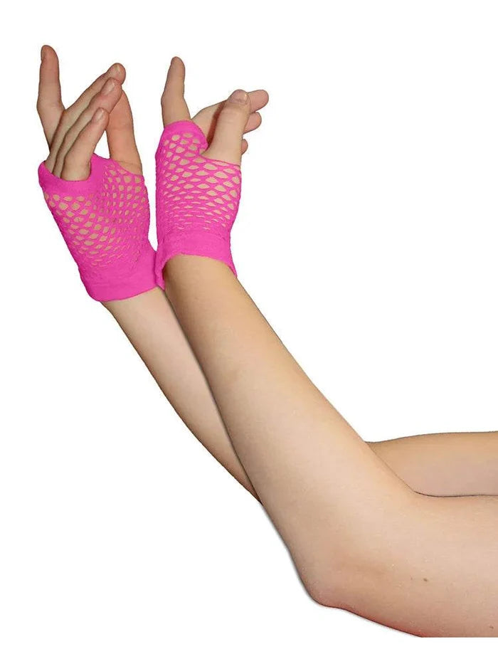Ladies Fingerless Short Fishnet Gloves - thefancydress.co.uk