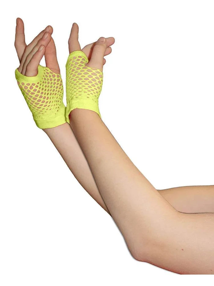 Ladies Fingerless Short Fishnet Gloves - thefancydress.co.uk