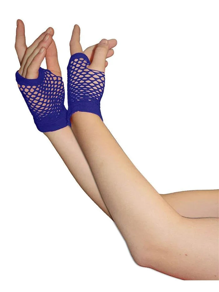 Ladies Fingerless Short Fishnet Gloves - thefancydress.co.uk