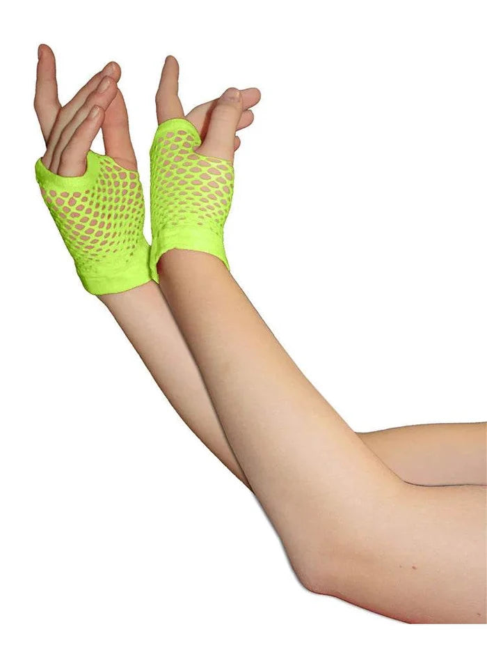 Ladies Fingerless Short Fishnet Gloves - thefancydress.co.uk