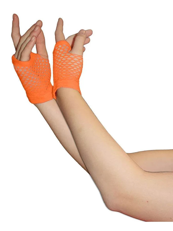 Ladies Fingerless Short Fishnet Gloves - thefancydress.co.uk