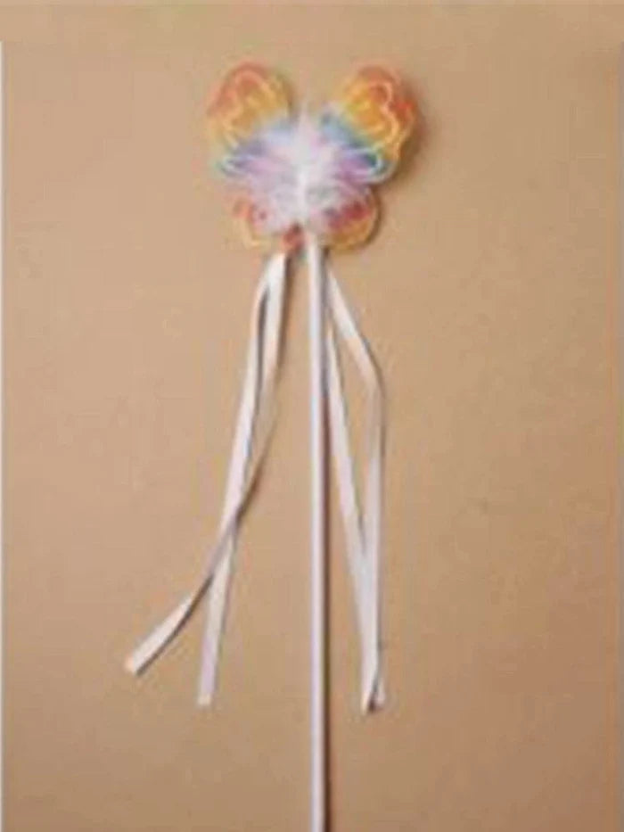 Ladies Girls Rainbow Coloured Butterfly Wand (38cm) - thefancydress.co.uk