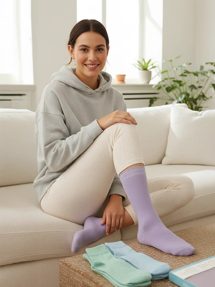 Ladies Pastel Cotton Rich Comfort Socks 3 Pack