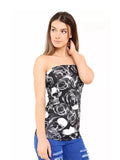 Ladies Skull Printed Boob Tube Bandeu Top - thefancydress.co.uk