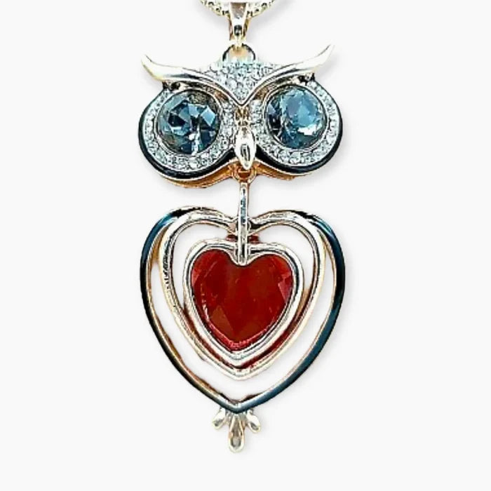 Large Open Heart Owl Necklace