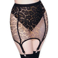 Leopard Mesh Mini Skirt Suspenders silver garter suspenders and high waist for goth rave club layering