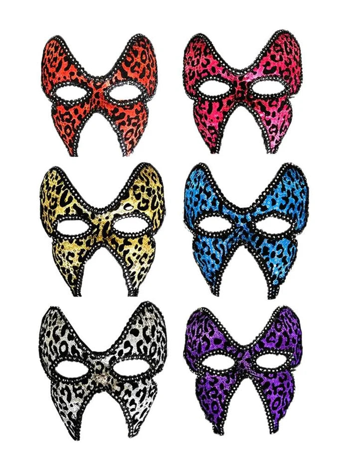 Leopard Print Festival Face Mask – Assorted Colours - thefancydress.co.uk