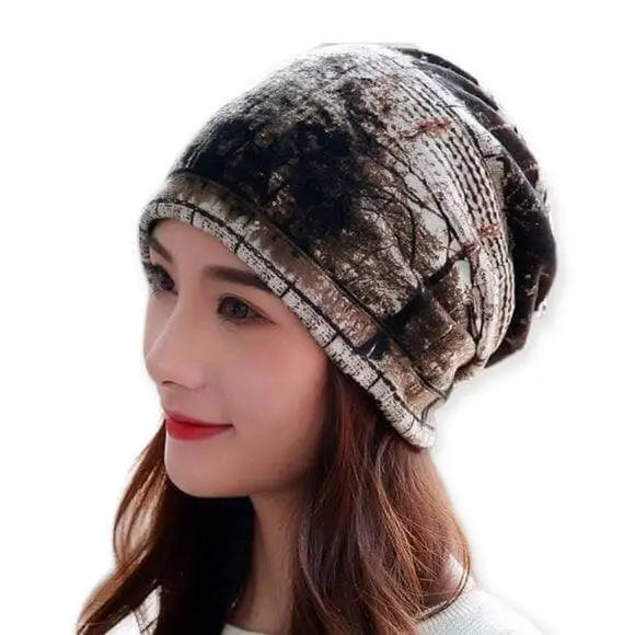 Lightweight Jersey Knit Multi Functional Beanie 4-way wear slouchy cap balaclava neck gaiter headband unisex ponytail friendly in black or brown