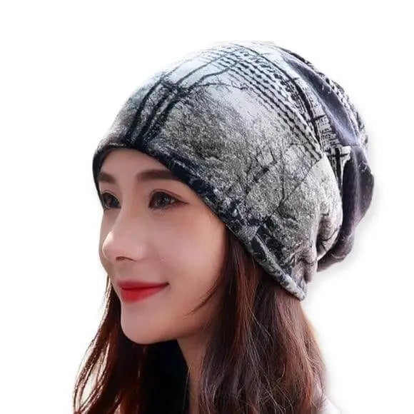 Lightweight Jersey Knit Multi Functional Beanie 4-way wear slouchy cap balaclava neck gaiter headband unisex ponytail friendly in black or brown