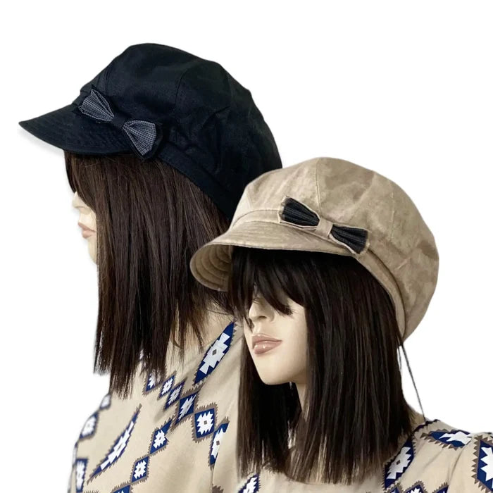 Women's Linen Newsboy Caps in Black or Tan- One Size  / women's
