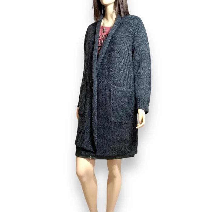 Long Luxurious Gray Wool Cardigan