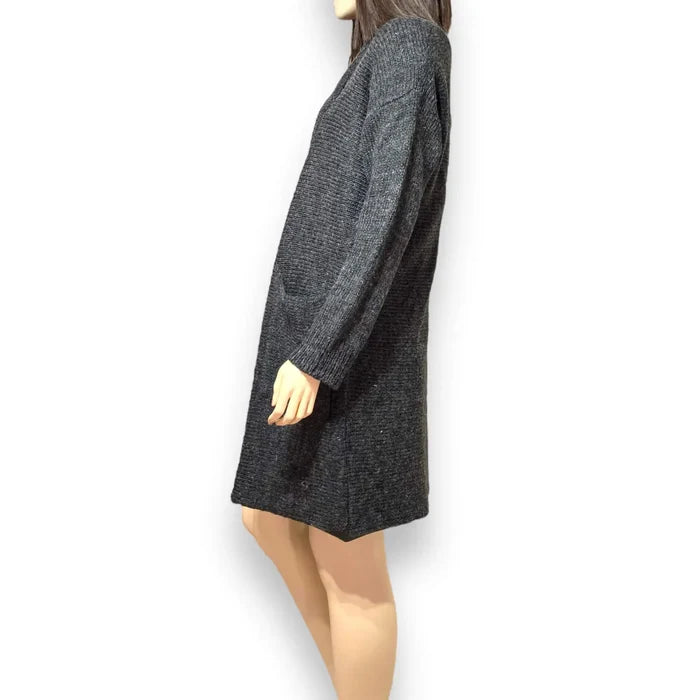 Long Luxurious Gray Wool Cardigan