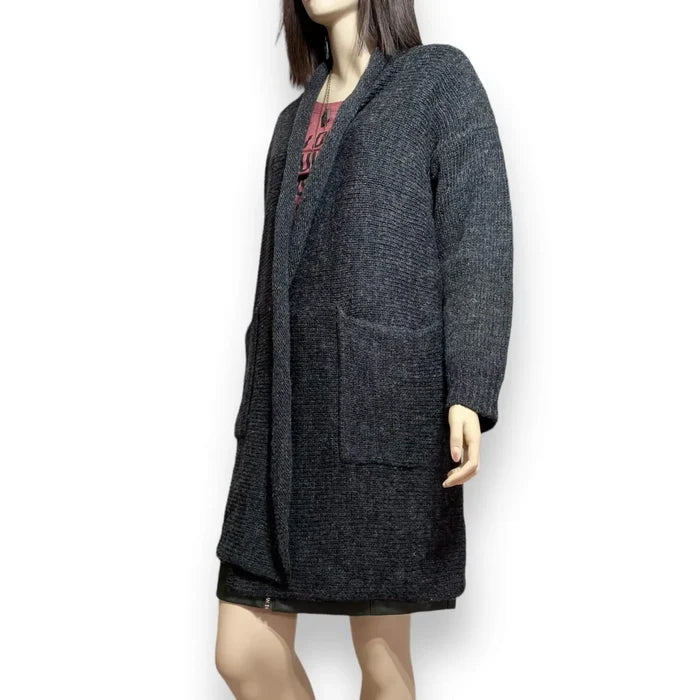 Long Luxurious Gray Wool Cardigan