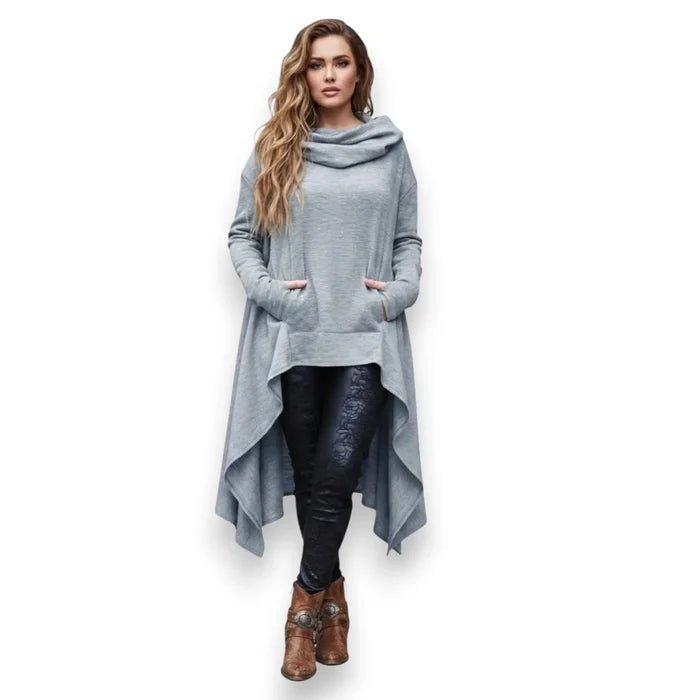 Long Sleeve Asymmetrical Cowl Hoodie - Hoodies