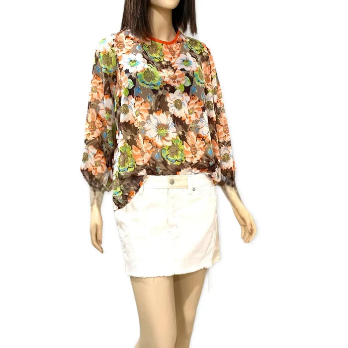 Long Sleeve Lightweight Blooming Floral Blouse
