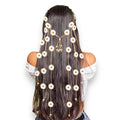 Long Sunflower Headband Hair Band back view  wearing white floral headband flower child hairband