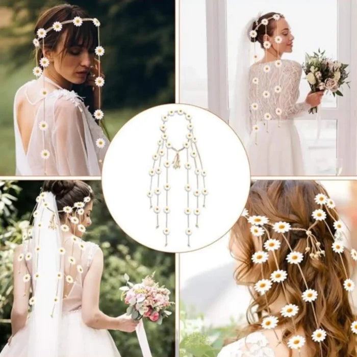 Long Sunflower Headband Hair Band  various styles and occasions wearing white sunflower headband