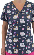 Maevn Prints Scrub Top - Coffee Break