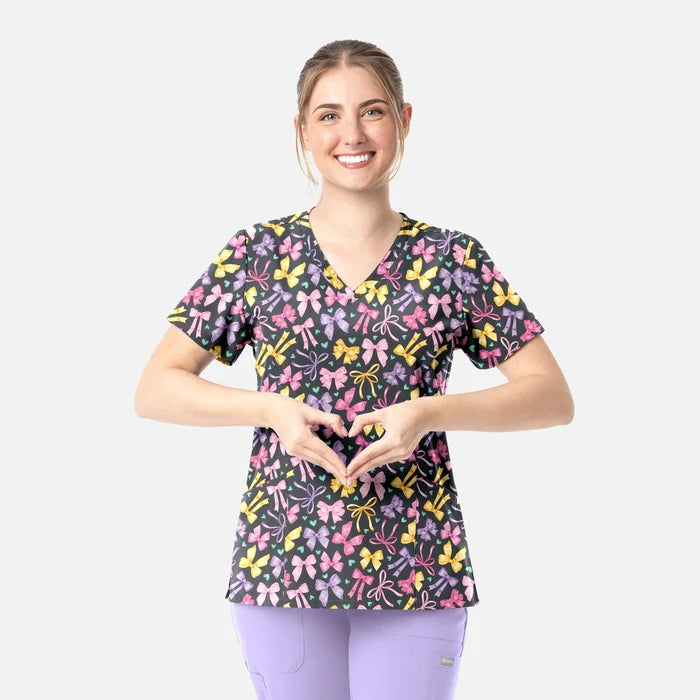 Maevn Prints Scrub Top - Ribbons of Hope