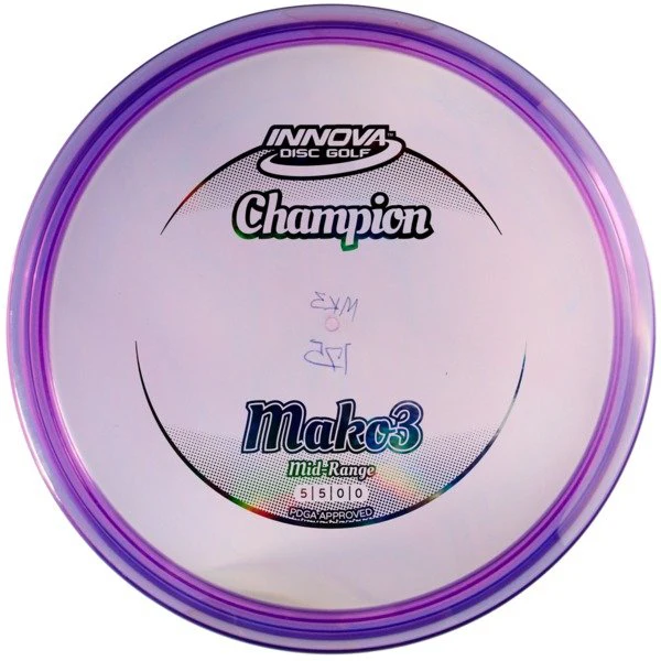 Innova Disc Golf Champion Mako3 disc with purple rim on a white background
