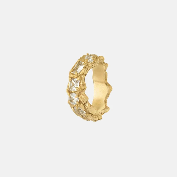 Loveness Lee Mara White Sapphire 18K Gold Plated Silver Ring, Front