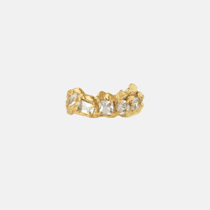 Loveness Lee Mara White Sapphire 18K Gold Plated Silver Ring, Close