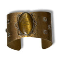 Golden Tigers Eye Sterling Silver Ring with  16.35 carats cabochon stone and wide tapered textured artisan band