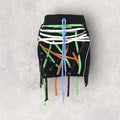 Black Bodycon Multi Colored Wide Laced Front Pockets Mini Skirt - Small or Medium- Wild Time Fashion