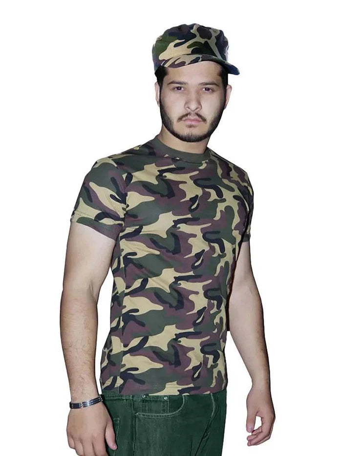 Men Army T-Shirt Camouflage - thefancydress.co.uk