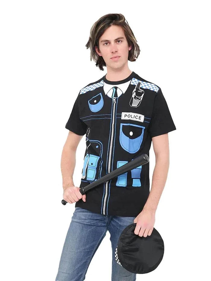 Men Printed Police T-Shirt - thefancydress.co.uk
