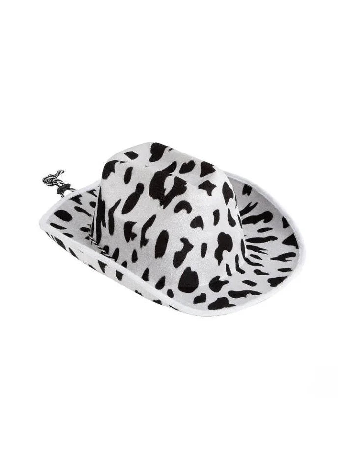 Men Women Animal Cow Printed Cowboy Hat - thefancydress.co.uk