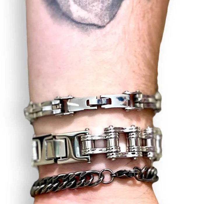 Men's Black Oiled Chain Link Bracelet