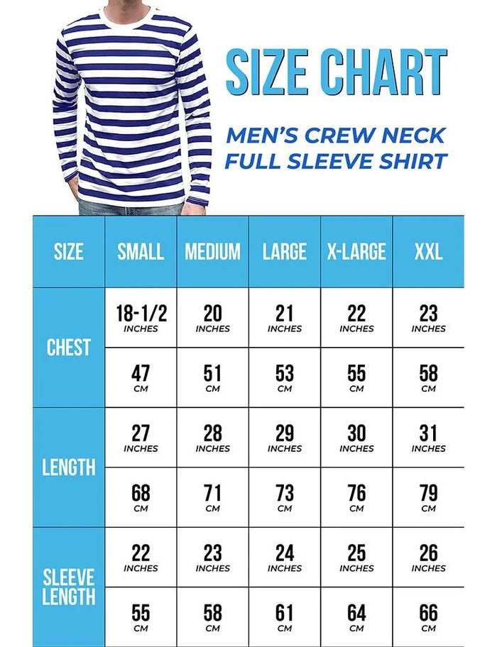 Men's Crew Neck Long Sleeve T-Shirt - thefancydress.co.uk