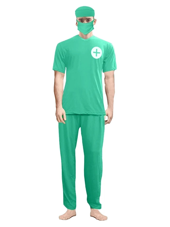 Men's Doctor's Scrubs Surgeon Costume 4-Piece Set
tefancydress